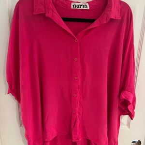 One Eleven North Pink Button Front Peplum Blouse 2XL